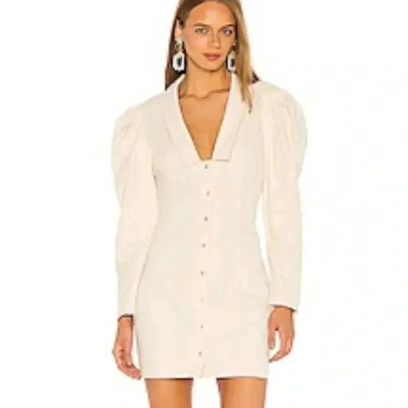 L'Academie x Revolve Cream Button Shirt Dress Long Sleeve Size Large - Picture 1 of 7